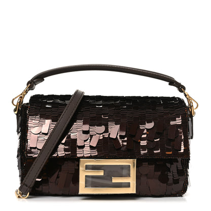 Fendi Sequin Paillettes Vitello Grace Sex and the City Mini Baguette  Marrone Scuro 1 of 11