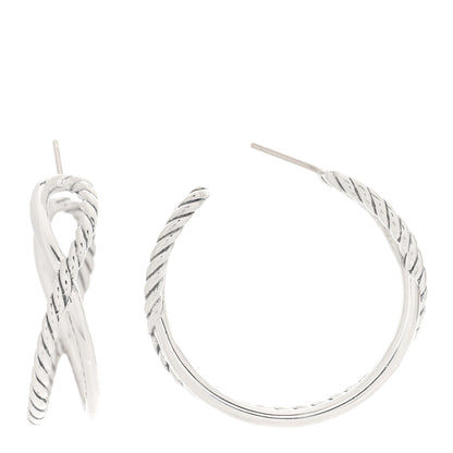 David Yurman Sterling Silver Crossover Cable Hoop Earrings 1 of 4