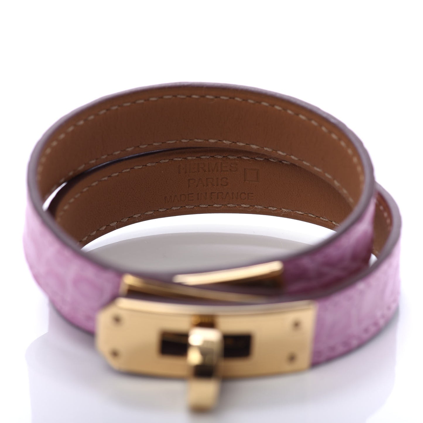 Matte Alligator Kelly Double Tour Bracelet 5P Pink