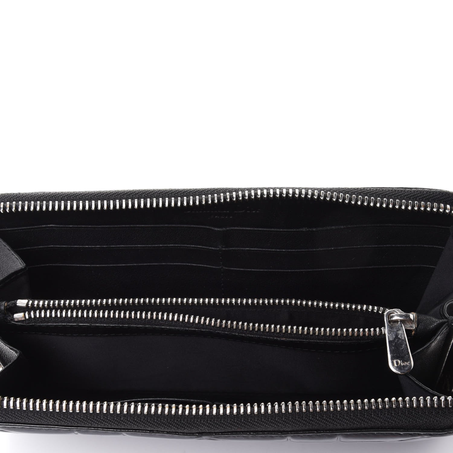 Christian Dior Patent Cannage Voyageur Zip Around Wallet Black 4 of 4