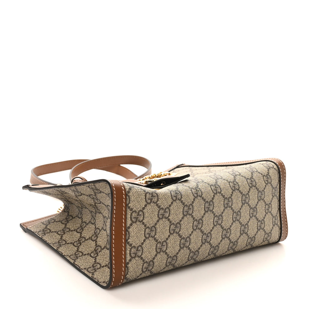 Gucci GG Supreme Monogram Calfskin Small Padlock Tote Beige Ebony ...