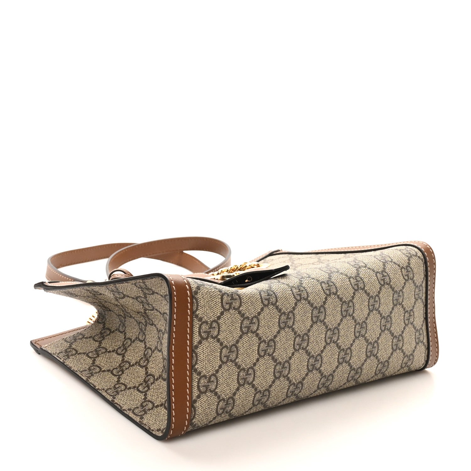 Gucci GG Supreme Monogram Calfskin Small Padlock Tote Beige Ebony Tuscany 4 of 10