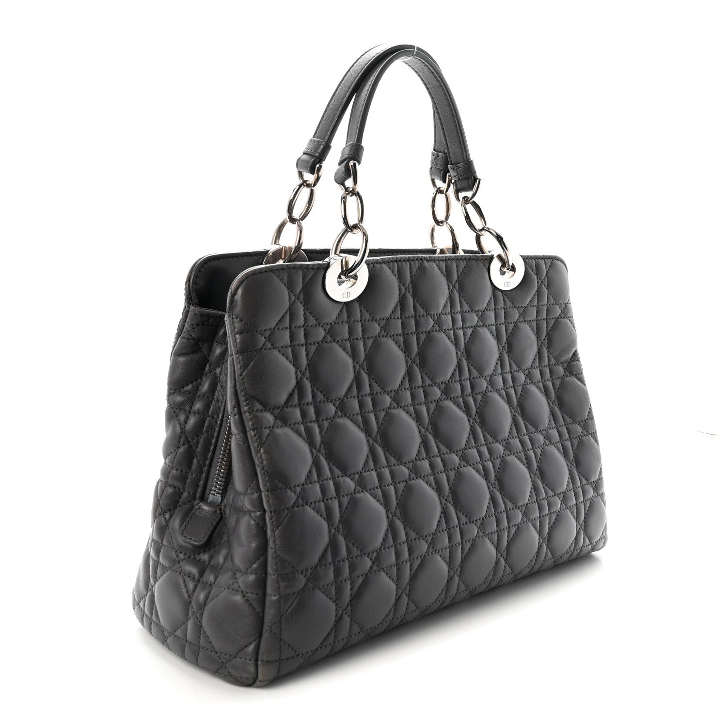 Christian Dior Lambskin Cannage Small Dior Soft Zipped Shopping Tote Grey 3 of 10