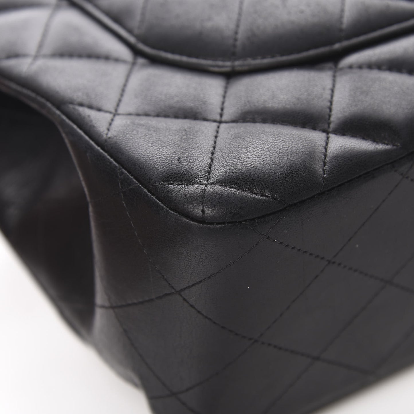 Lambskin Quilted Jumbo Double Flap Black