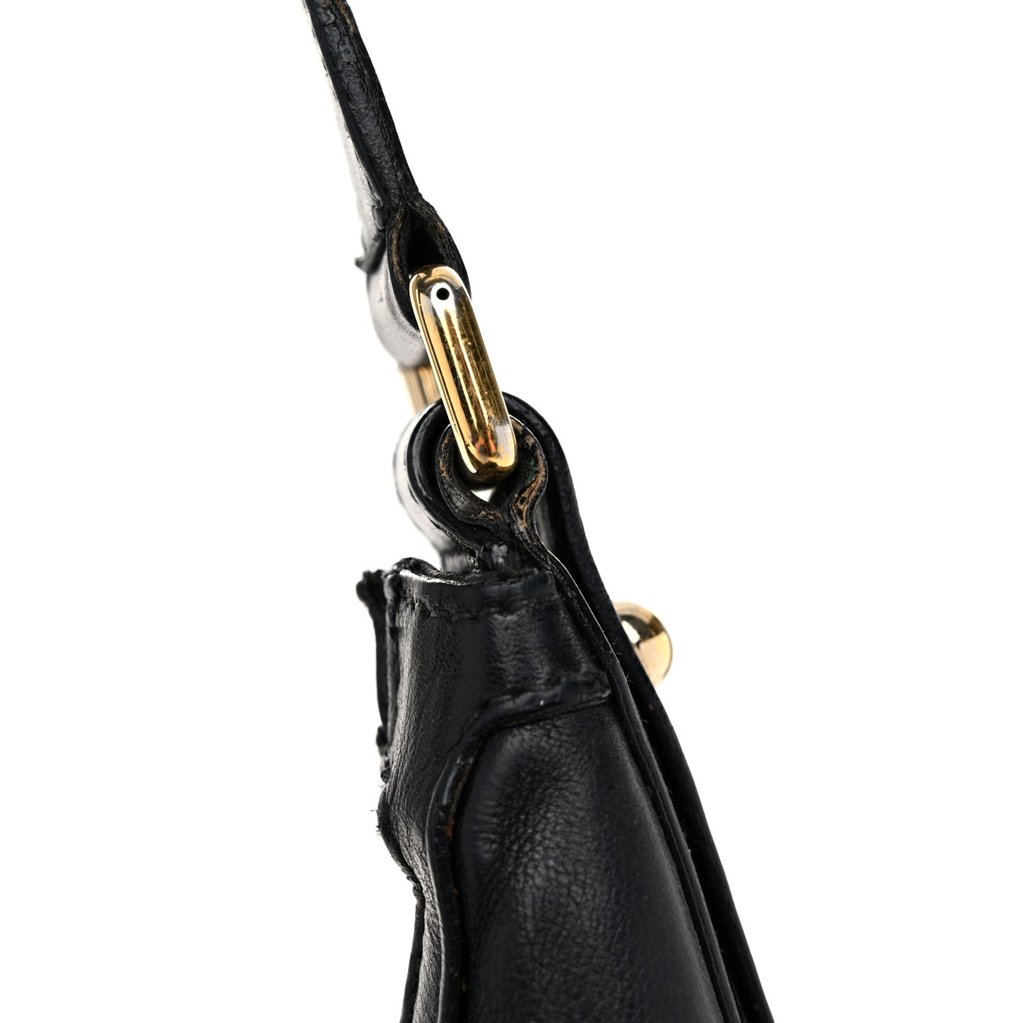 Calfskin Horsebit Chain Hobo Black