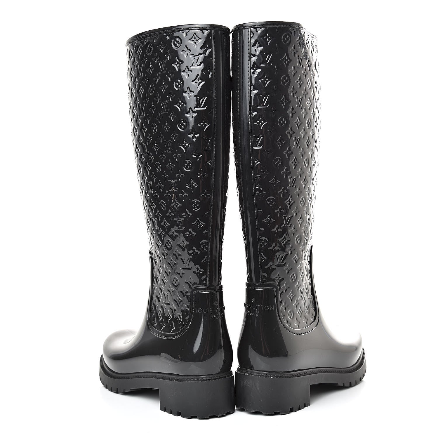 Louis Vuitton Rubber Embossed Monogram Splash Rain Boots 37 Black 6 of 13