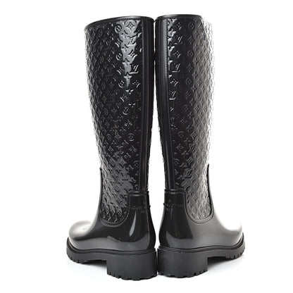 Louis Vuitton Rubber Embossed Monogram Splash Rain Boots 37 Black 6 of 13