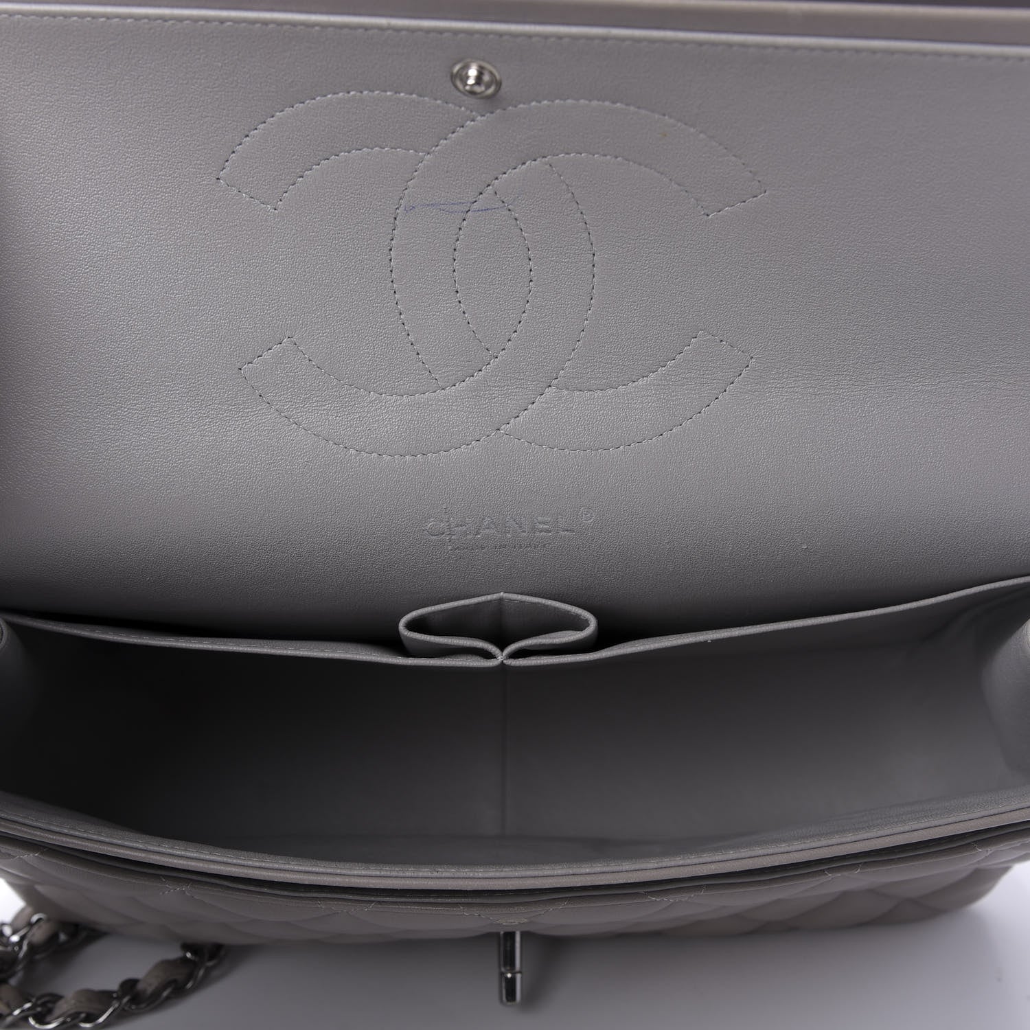 Chanel Lambskin Quilted Jumbo Double Flap Grey 5 of 13
