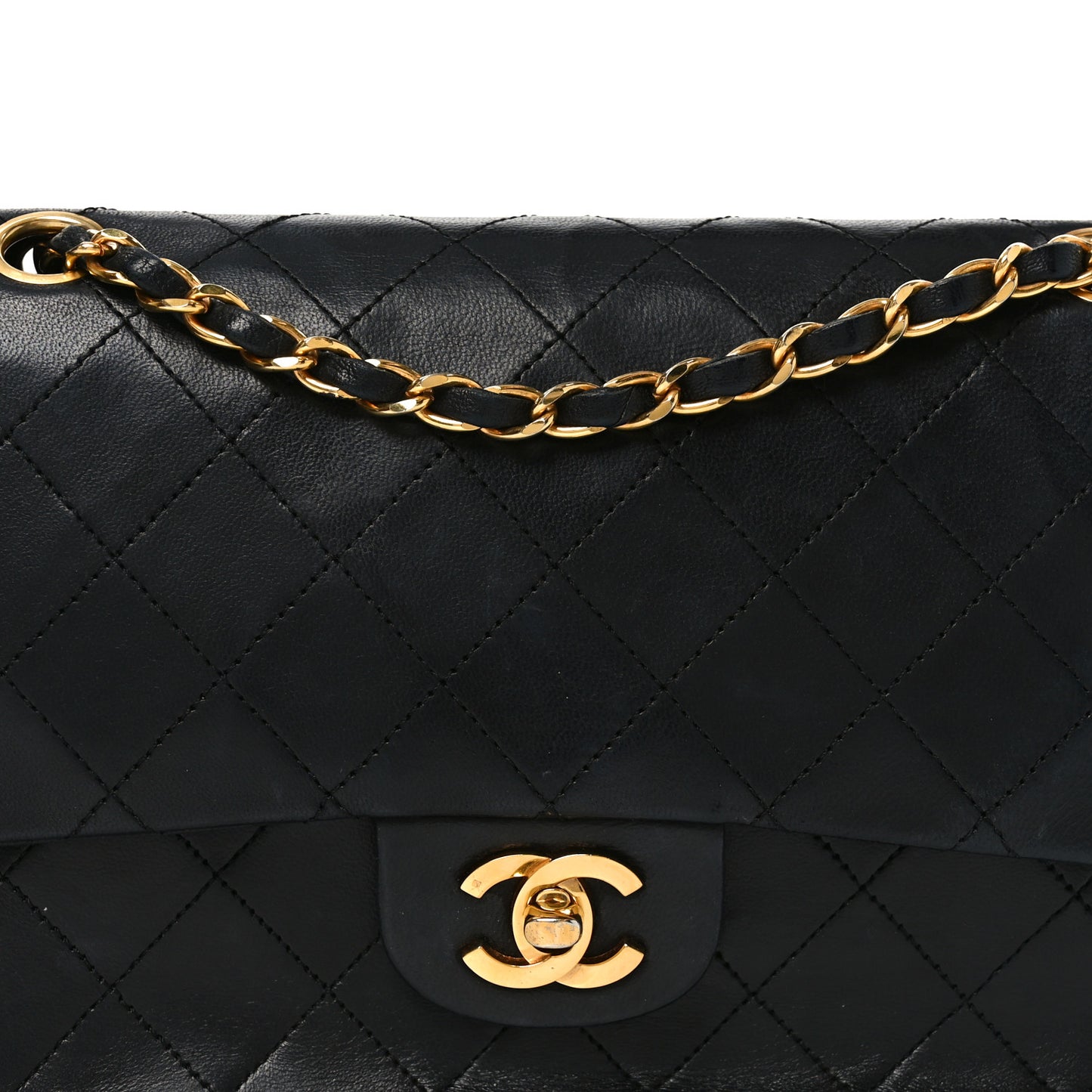 Lambskin Quilted Small Double Flap Black