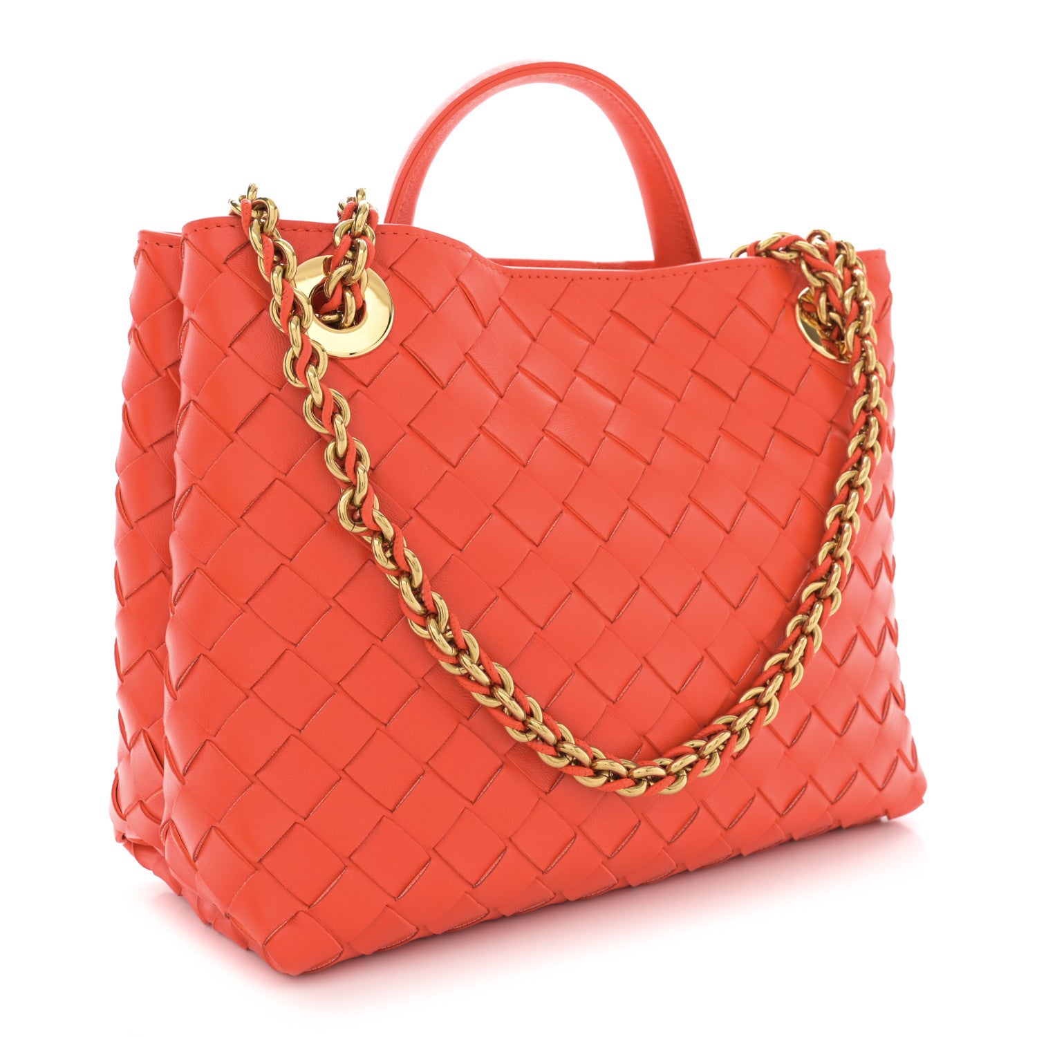 Bottega Veneta Nappa Intrecciato Small Andiamo With Chain Shoulder Bag Orange 2 of 9