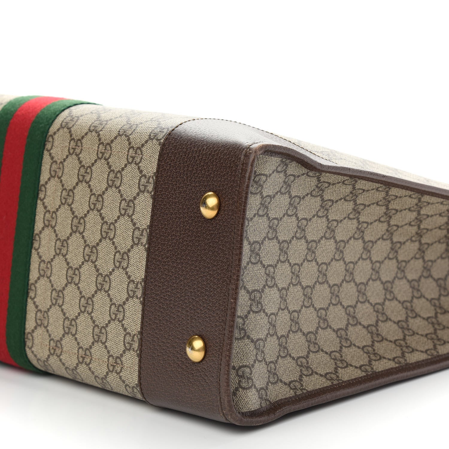 Gucci GG Supreme Monogram Textured Calfskin Web Medium Ophidia Slip Handle Tote Beige Ebony New Acero 9 of 10