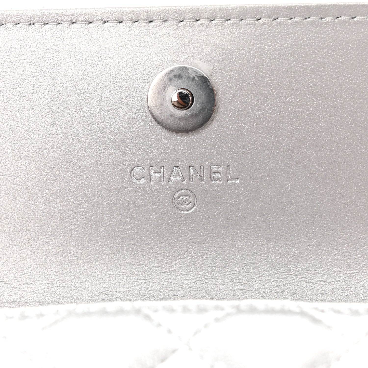 Chanel Metallic Goatskin Quilted Crystal CC Walk Of Fame Clutch With Chain Silver 8 of 13