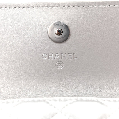 Chanel Metallic Goatskin Quilted Crystal CC Walk Of Fame Clutch With Chain Silver 8 of 13