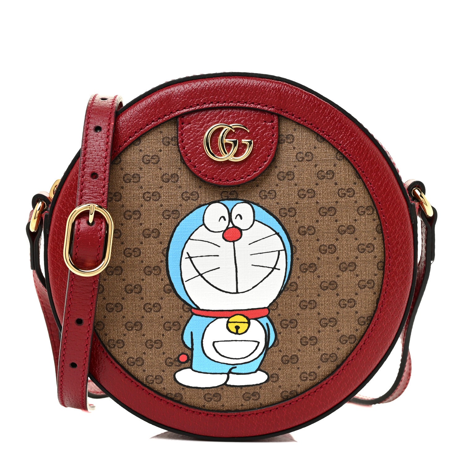 Gucci X DORAEMON Mini Vintage GG Supreme Monogram Mini Round Shoulder Bag Beige Cherry Red 1 of 12