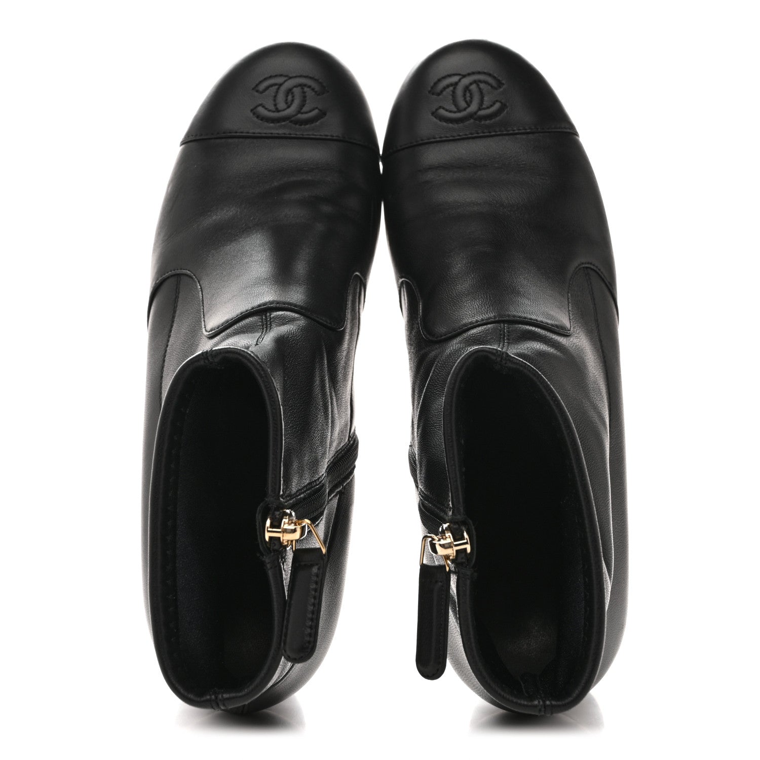 Chanel Stretch Lambskin Cap Toe CC Short Boots 38.5 Black 2 of 9