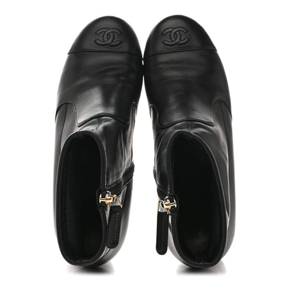 Chanel Stretch Lambskin Cap Toe CC Short Boots 38.5 Black 2 of 9