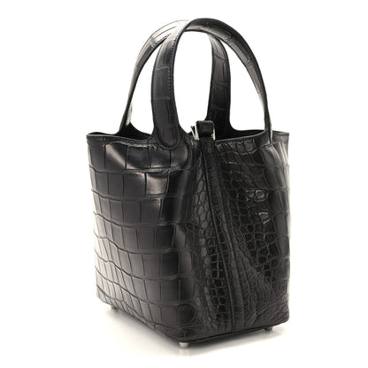 Hermes Matte Alligator Picotin Lock 18 Black 3 of 12