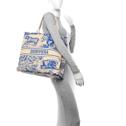 Christian Dior Straw Dioriviera Tote Blue 2 of 11