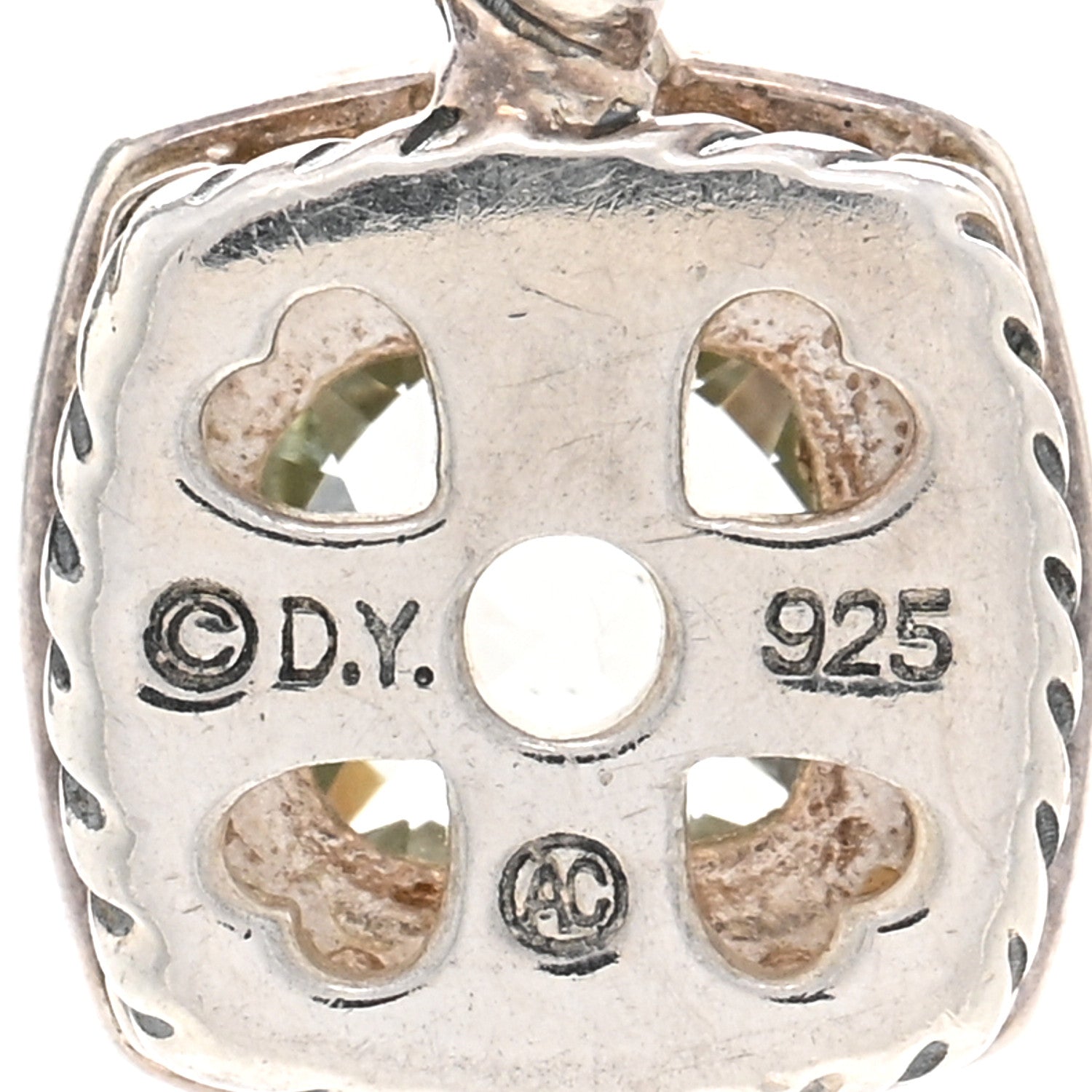 David Yurman Sterling Silver Diamond Prasiolite 7mm Petite Albion Pendant Necklace 4 of 4