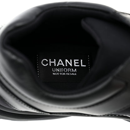 Chanel Calfskin Lambskin CC Uniform Sneakers 40 Black 6 of 9
