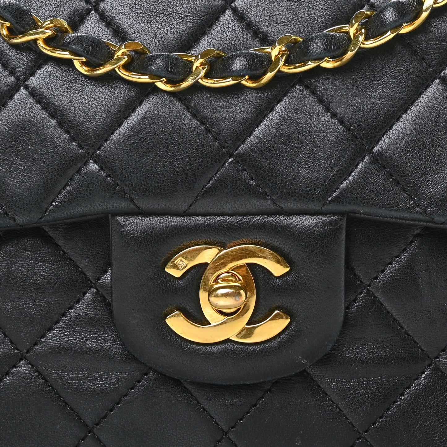Lambskin Quilted Small Double Flap Black