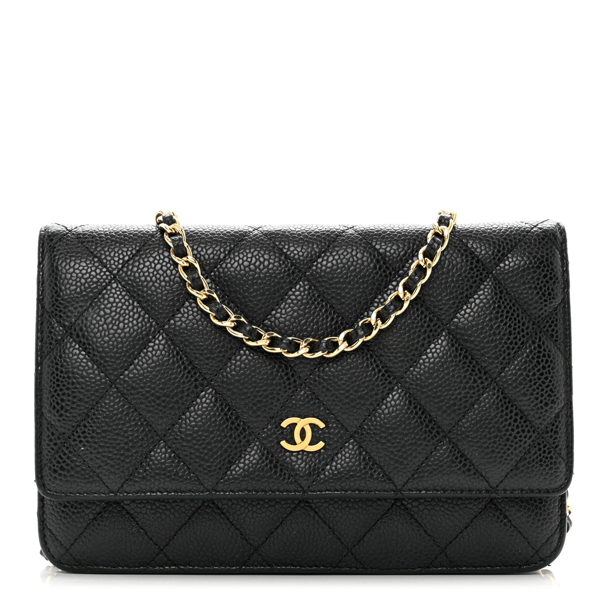 Caviar Quilted Wallet on Chain WOC Black