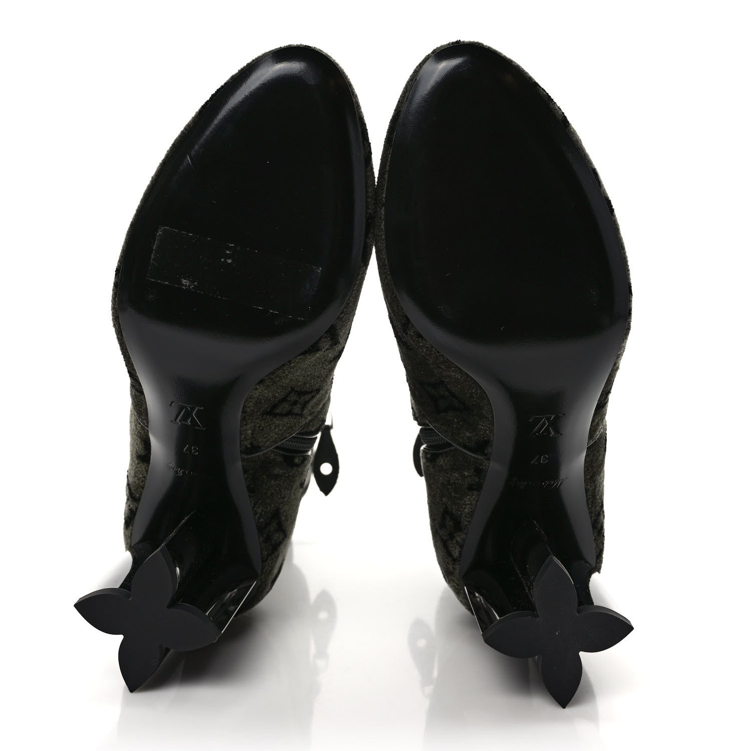 Louis Vuitton Velvet Monogram Silhouette Ankle Boots 37 Black Green 5 of 8