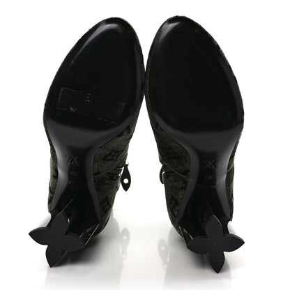 Louis Vuitton Velvet Monogram Silhouette Ankle Boots 37 Black Green 5 of 8