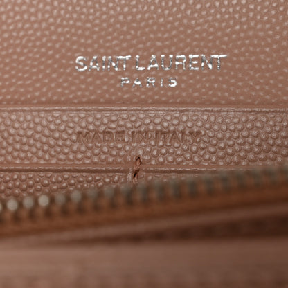 Saint Laurent Grain De Poudre Matelasse Chevron Monogram Flap Wallet Pale Pink 7 of 10