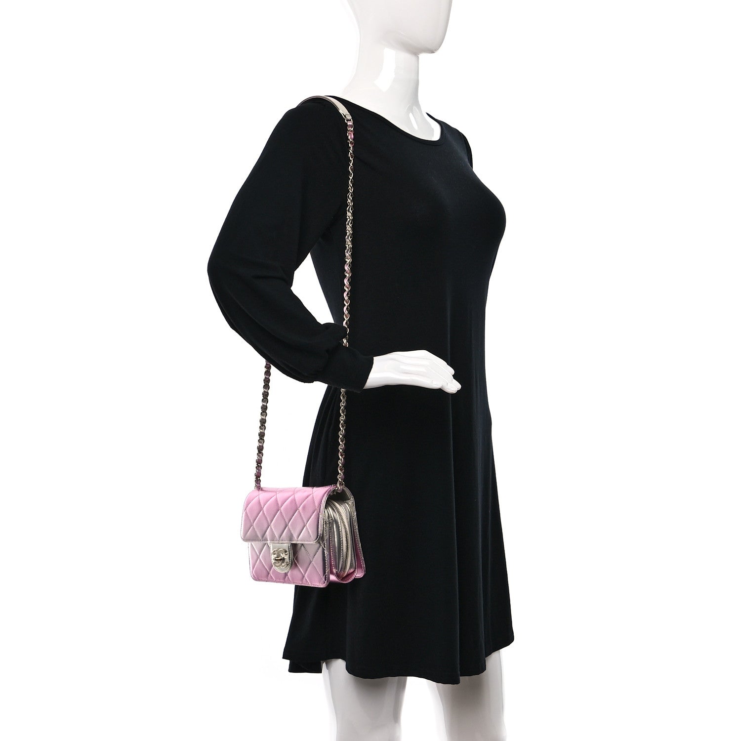Chanel Metallic Lambskin Like A Wallet Flap Golden Pink 2 of 10