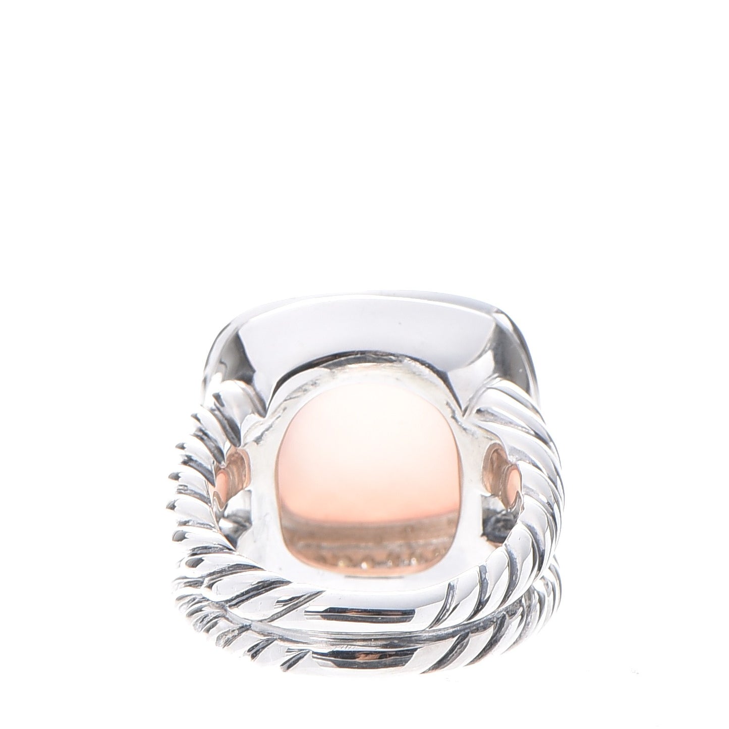 Sterling Silver Diamond Rose Quartz 14mm Albion Ring 52 6