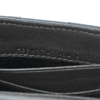 Saint Laurent Lambskin Mixed Matelasse Chevron Small Monogram Envelope Wallet Coal 7 of 8