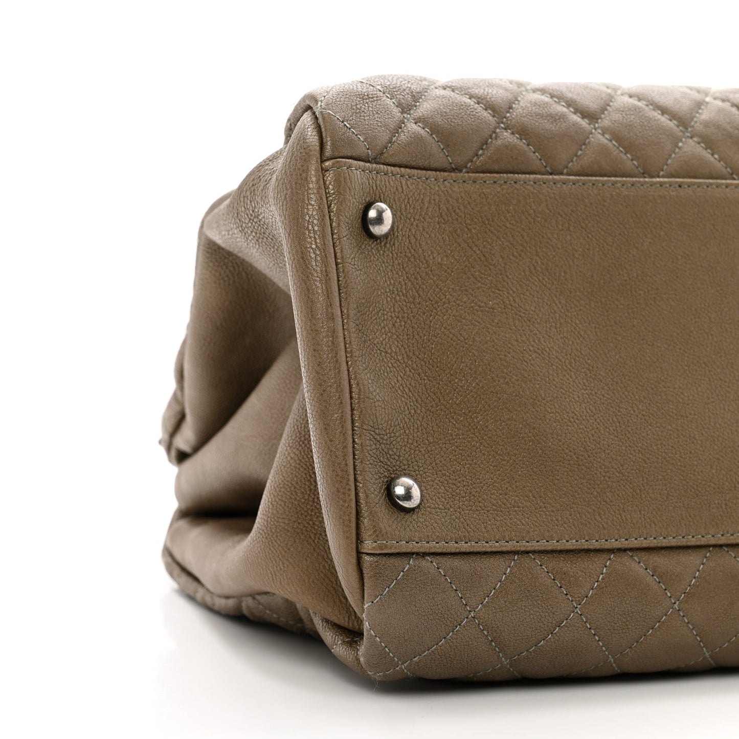 Metallic Calfskin Large Just Mademoiselle Bowling Bag Beige