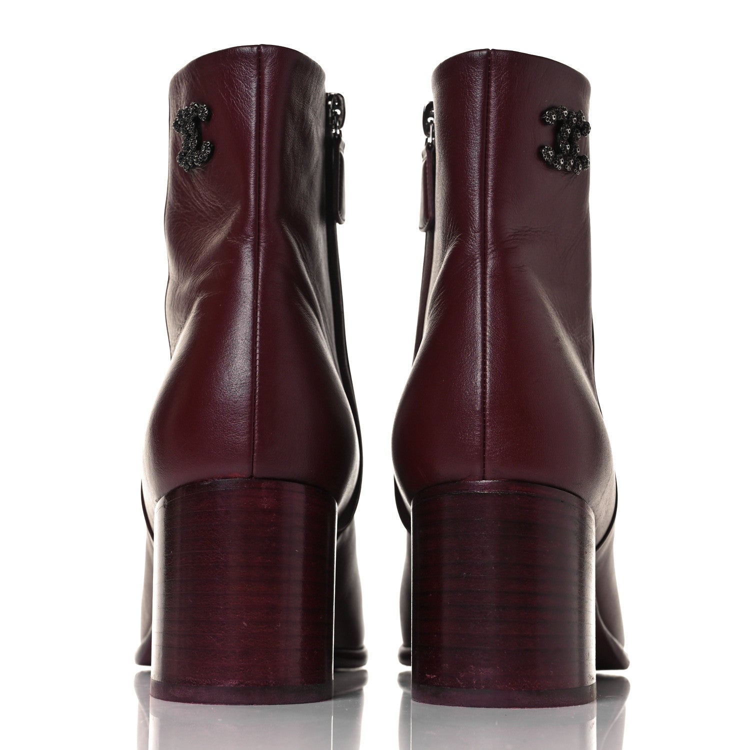 Chanel CC Ankle Boots 39.5 Burgundy 5 of 9