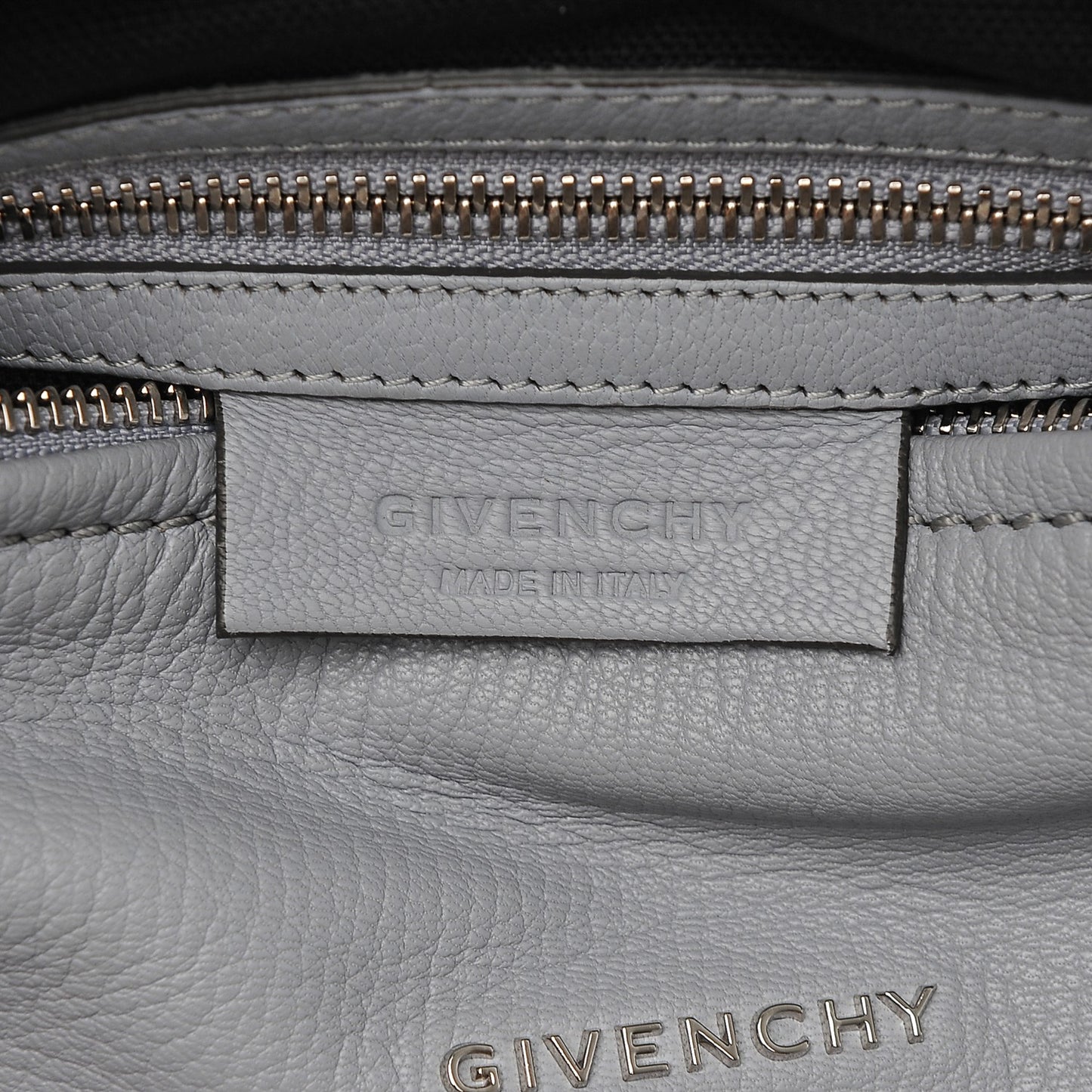 Grained Calfskin Mini Pandora Light Grey