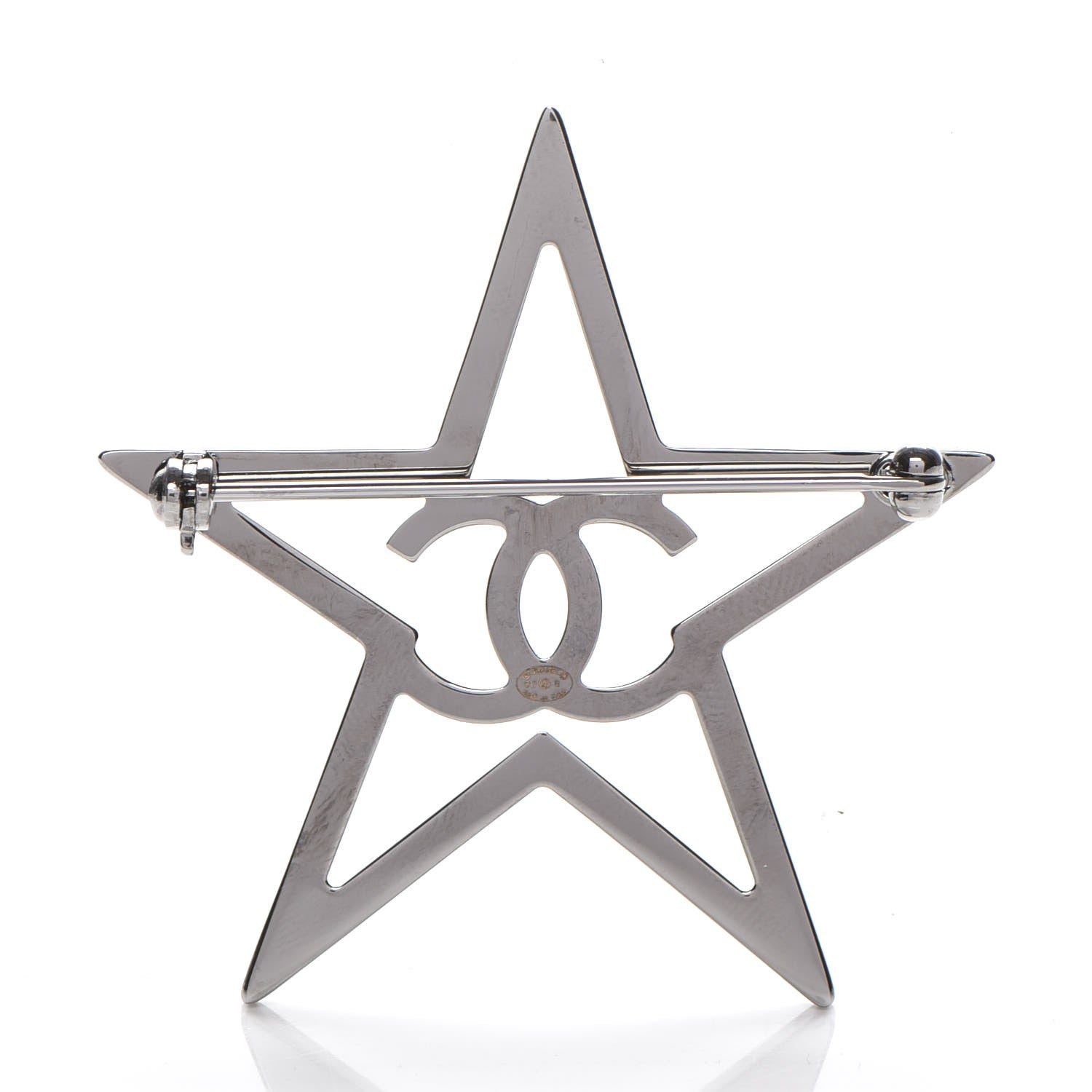 Chanel Ruthenium Crystal Star CC Brooch Blue 2 of 5