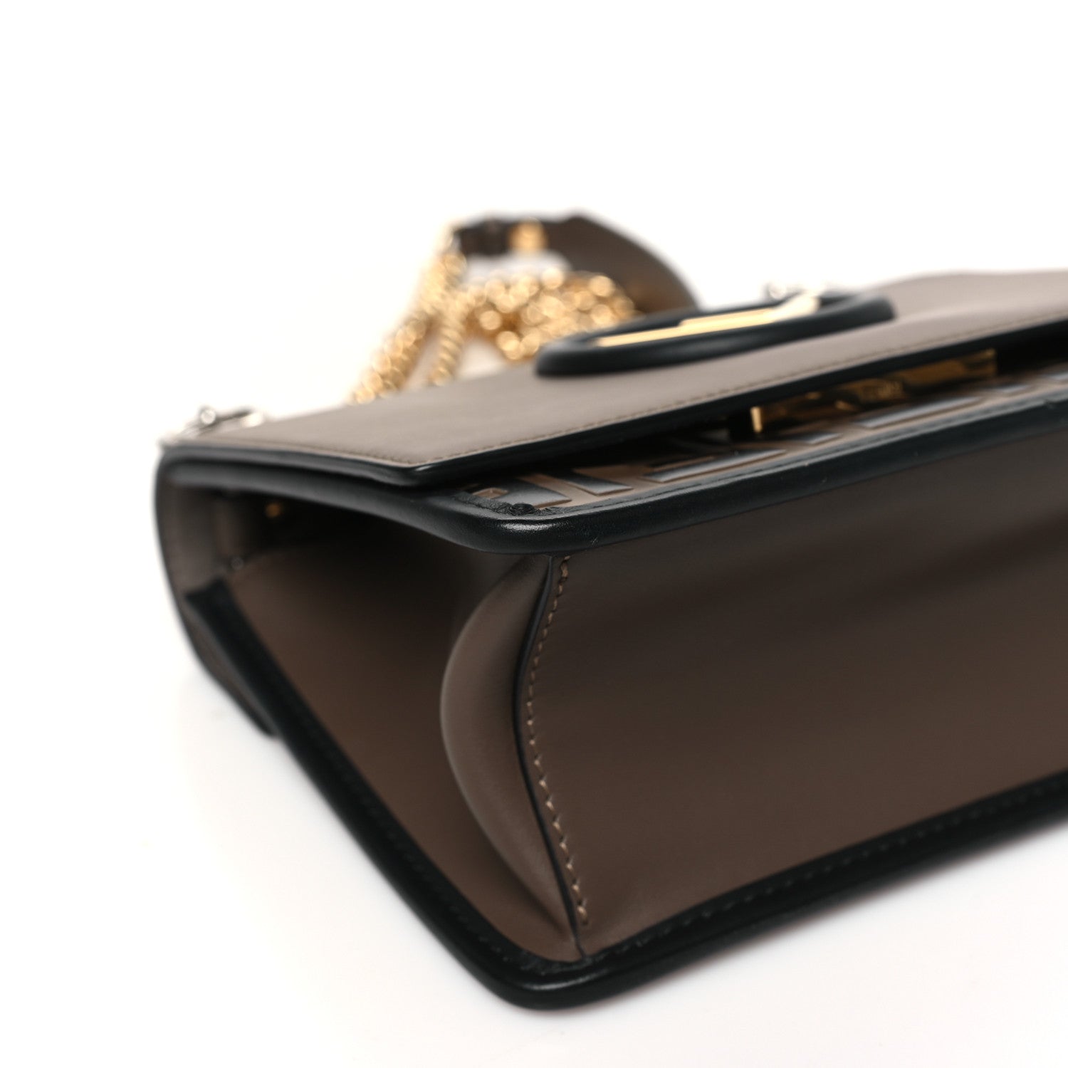 Fendi Vitello Century F is Fendi Bi-Color FF 1974 Embossed Small Kan I Shoulder Bag Maya Black 9 of 10