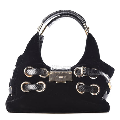 Jimmy Choo Velvet Snakeskin Ramona Shoulder Bag Black 1 of 14