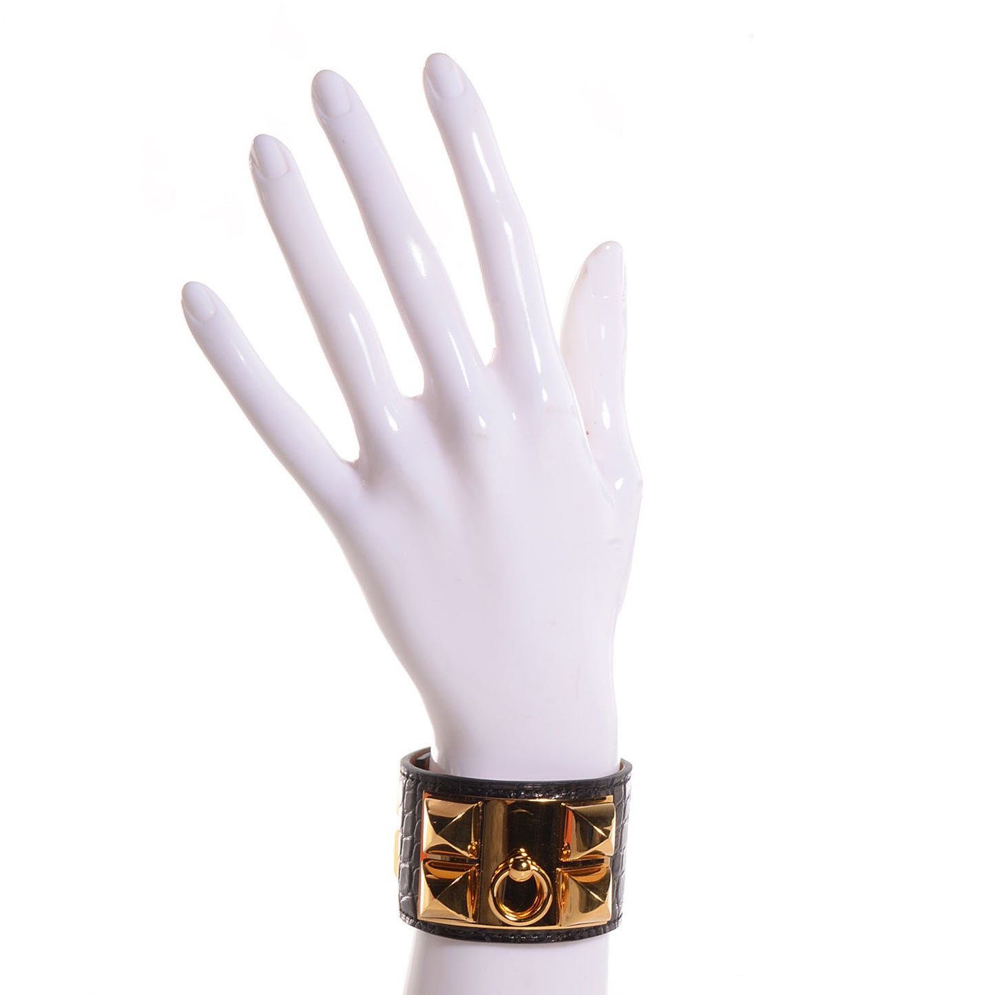 Shiny Alligator Collier De Chien CDC Bracelet Small Black