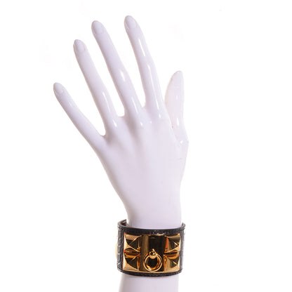 Hermes Shiny Alligator Collier De Chien CDC Bracelet Small Black 2 of 7