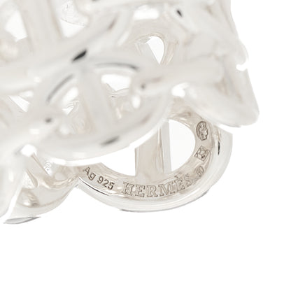 Hermes Sterling Silver GM Chaine d'Ancre Enchainee Band Ring 50 5.5 4 of 6