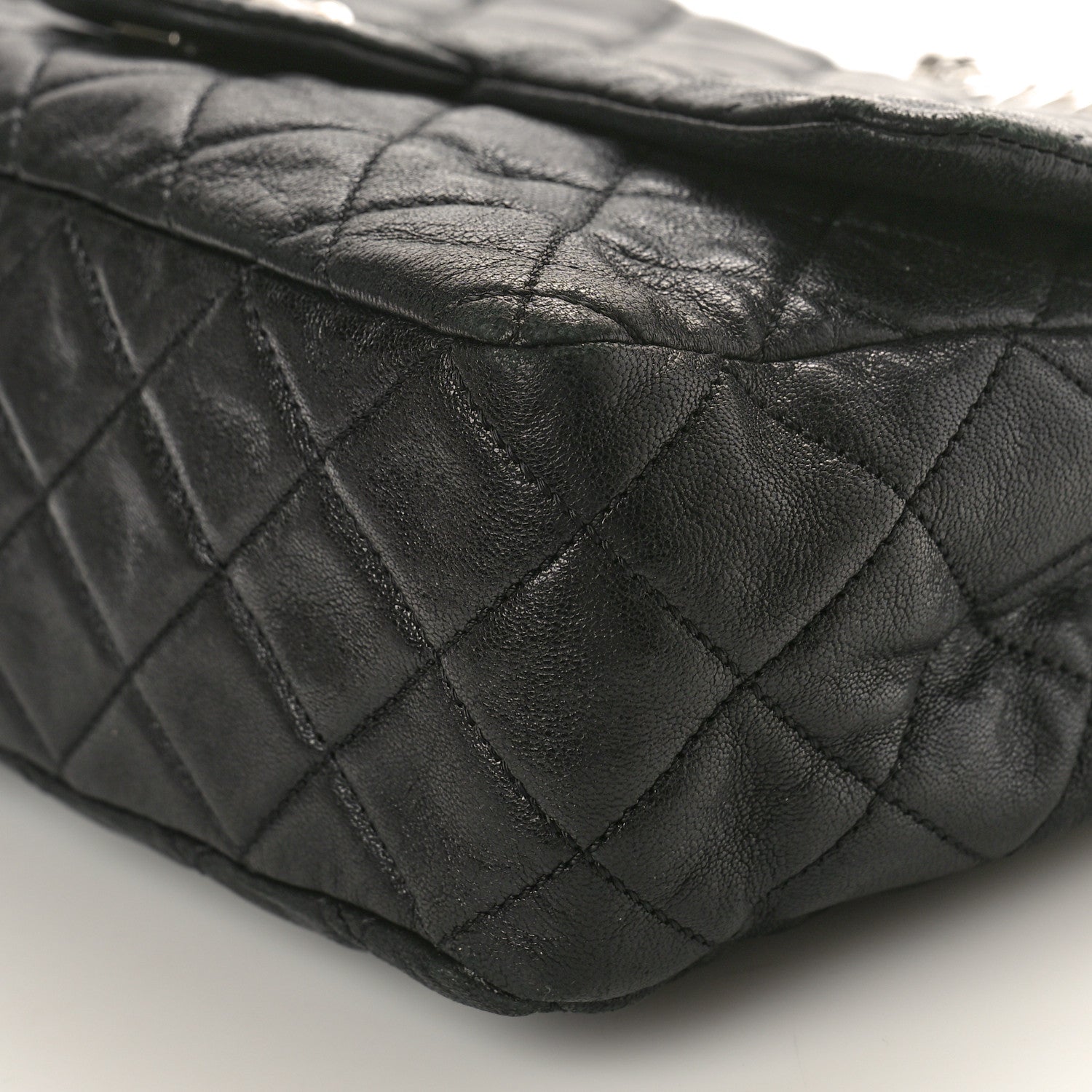 Chanel Washed Lambskin Quilted Bijoux Chain Jumbo Single Flap Black 10 of 12