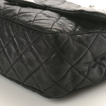 Chanel Washed Lambskin Quilted Bijoux Chain Jumbo Single Flap Black 10 of 12