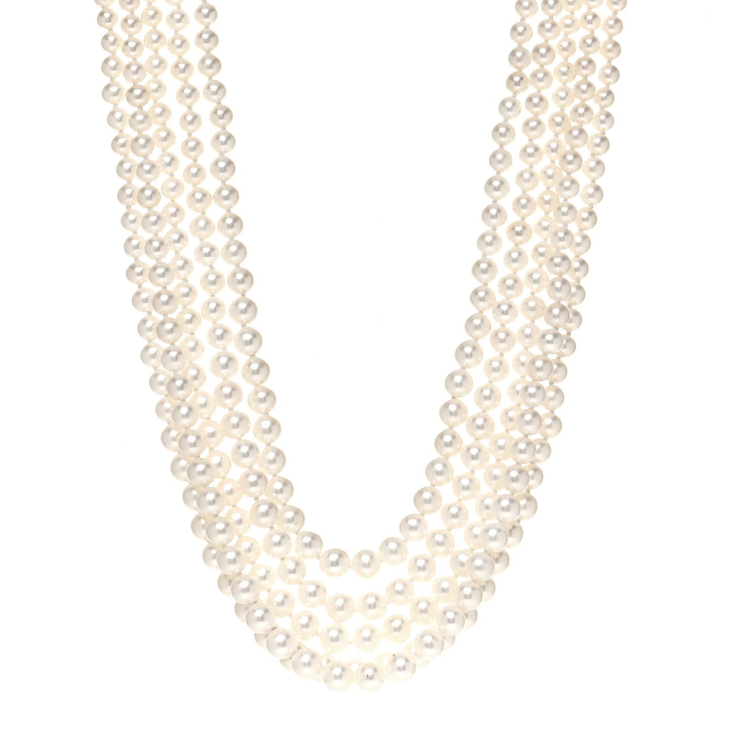 Sterling Silver Freshwater Pearl 4.5-7mm Ziegfeld 5 Strand Graduated Pearl Necklace