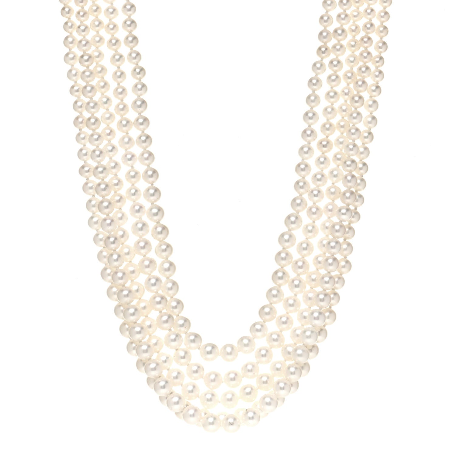 Tiffany Sterling Silver Freshwater Pearl 4.5-7mm Ziegfeld 5 Strand Graduated Pearl Necklace 1 of 5
