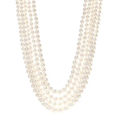 Tiffany Sterling Silver Freshwater Pearl 4.5-7mm Ziegfeld 5 Strand Graduated Pearl Necklace 1 of 5
