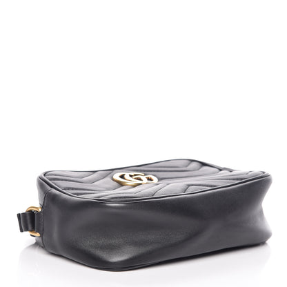 Gucci Calfskin Matelasse Mini GG Marmont Wrist Wallet Black 4 of 9
