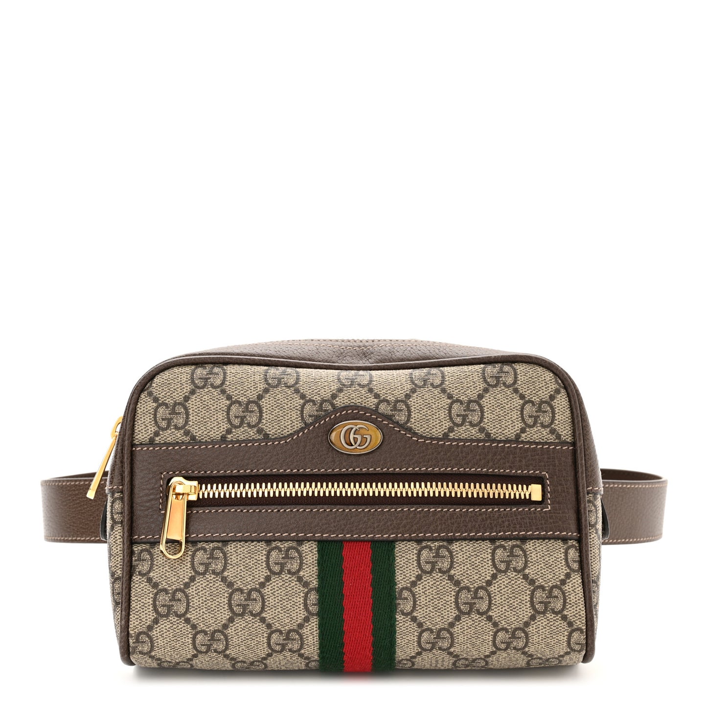 GG Supreme Monogram Web Small Ophidia Belt Bag 85 34 Dark Brown