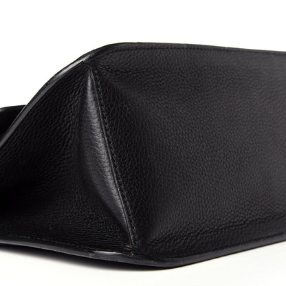 Gucci Pebbled Calfskin Medium Bamboo Daily Flap Shoulder Bag Black 7 of 8