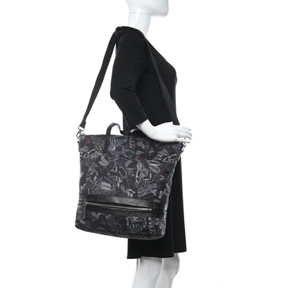 Salvatore Ferragamo Nylon Feather Print Milos Tote Black Multicolor 2 of 12
